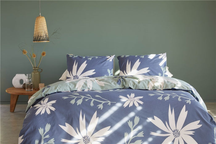 Walra - Dekbedovertrek Favorite Flowers - 240x220 - Blauw | Jade