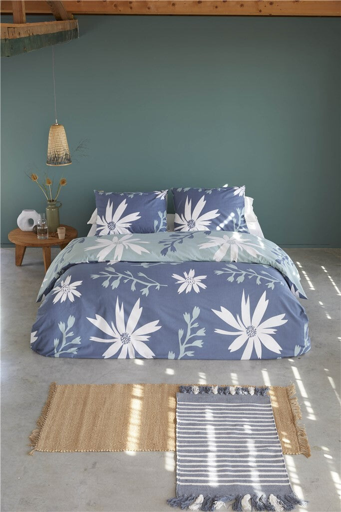 Walra - Dekbedovertrek Favorite Flowers - 240x220 - Blauw | Jade