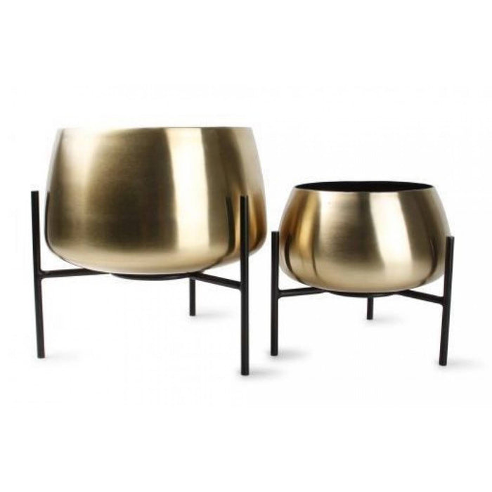 Salt & Pepper Patio Bloempot + Standaard - Set van 2 - Goud