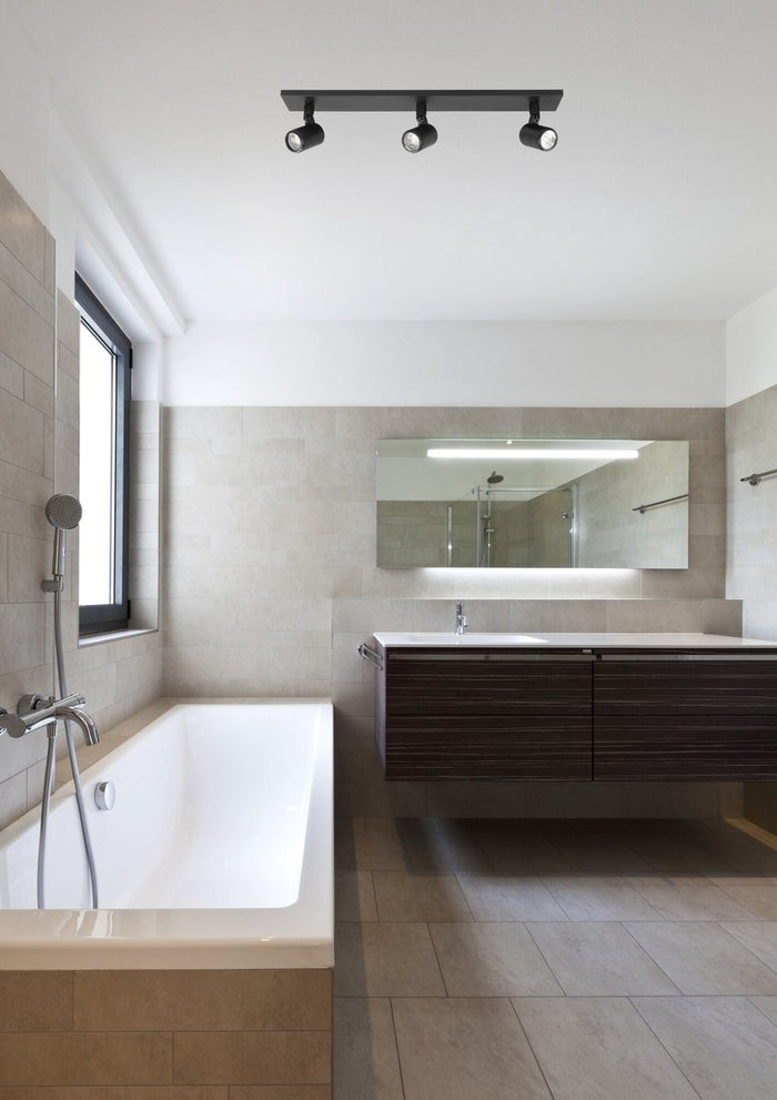 Highlight Spot Rain Zwart IP44 3Lichts Long