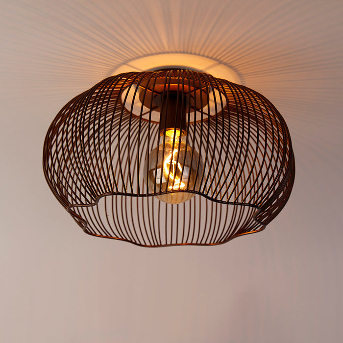 QAZQA Industriële plafondlamp koper 40 cm - Finn