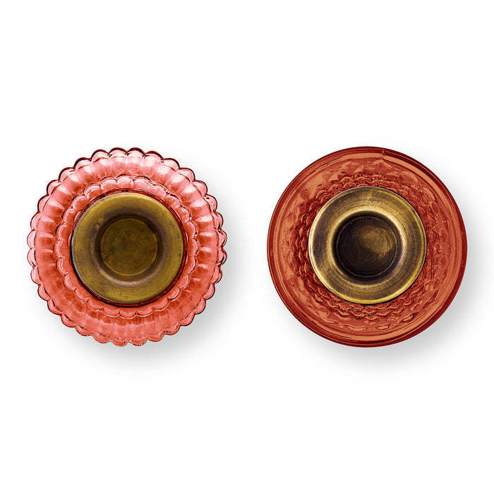 Pip Studio Glazen Kandelaar - Set van 2 - Roze