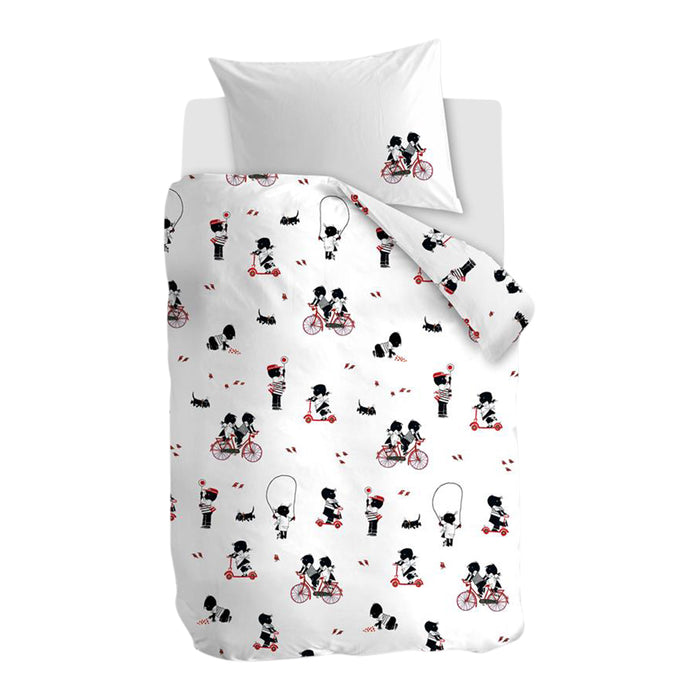 FIEP Buitenspelen Kinderdekbedovertrek 100 x 135 cm - Rood