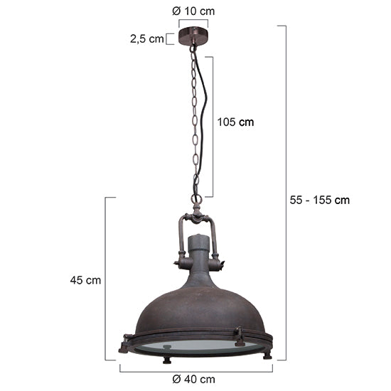 Mexlite - hanglamp - Eliga - bruin - glas metaal - Ø 40cm - E27 - 7636B