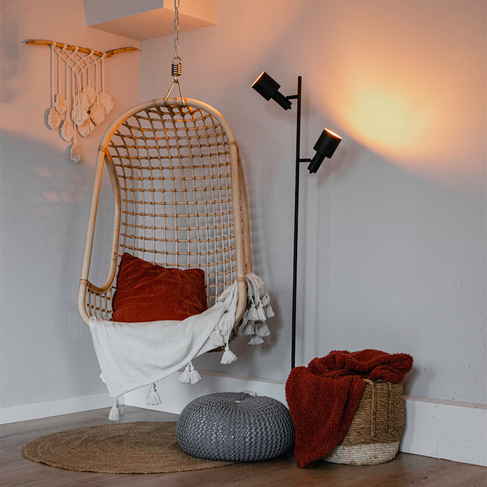 QAZQA Moderne vloerlamp zwart 2-lichts - Stijn