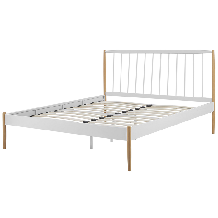 Beliani - MAURS - Tweepersoonsbed - Wit|Bruin - 140 x 200 cm - Metaal