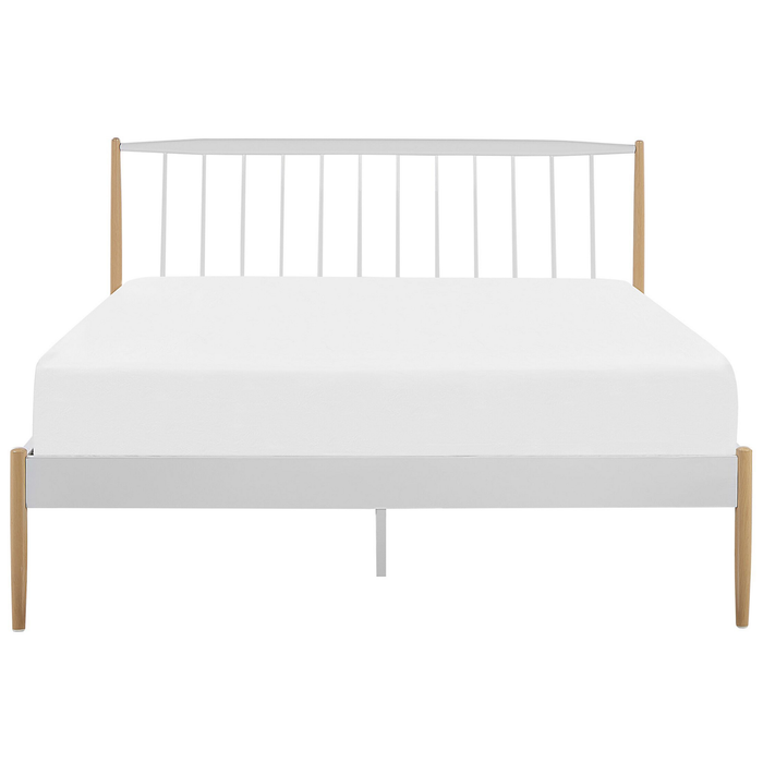 Beliani - MAURS - Tweepersoonsbed - Wit|Bruin - 140 x 200 cm - Metaal