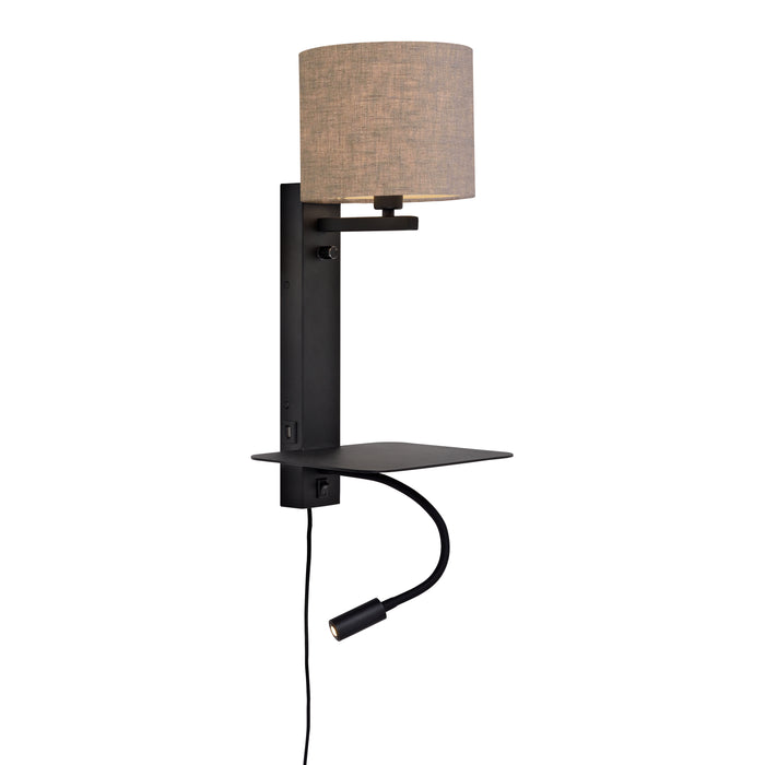 it's about RoMi Florence Wandlamp met Leeslamp - Zwart / Dark Linnen