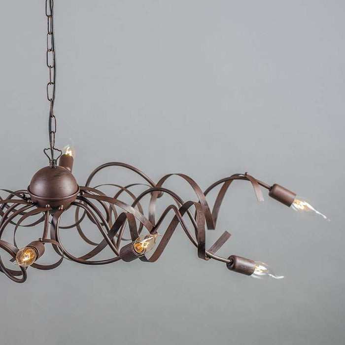 QAZQA Landelijke kroonluchter bruin 10-lichts - Ricciolo