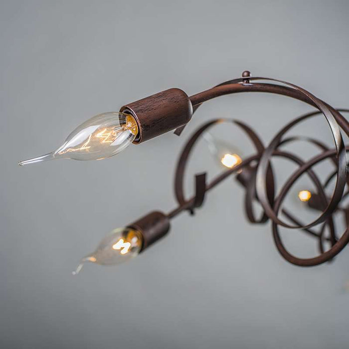 QAZQA Landelijke kroonluchter bruin 10-lichts - Ricciolo