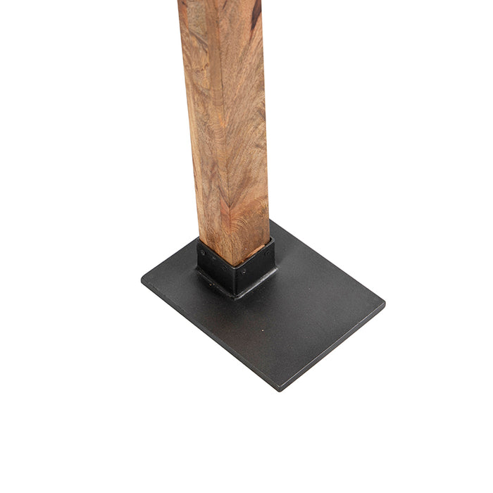 QAZQA Industriele vloerlamp donkergrijs met mango hout - Mangoes