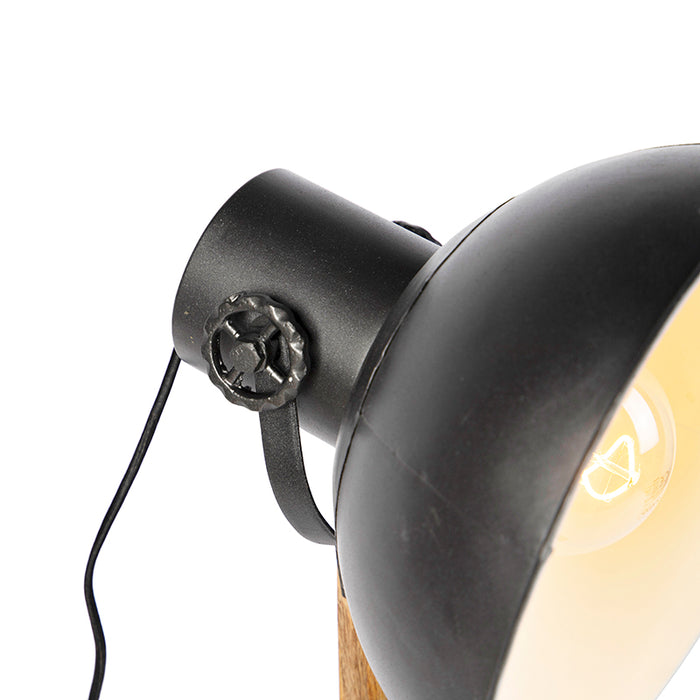 QAZQA Industriele vloerlamp donkergrijs met mango hout - Mangoes