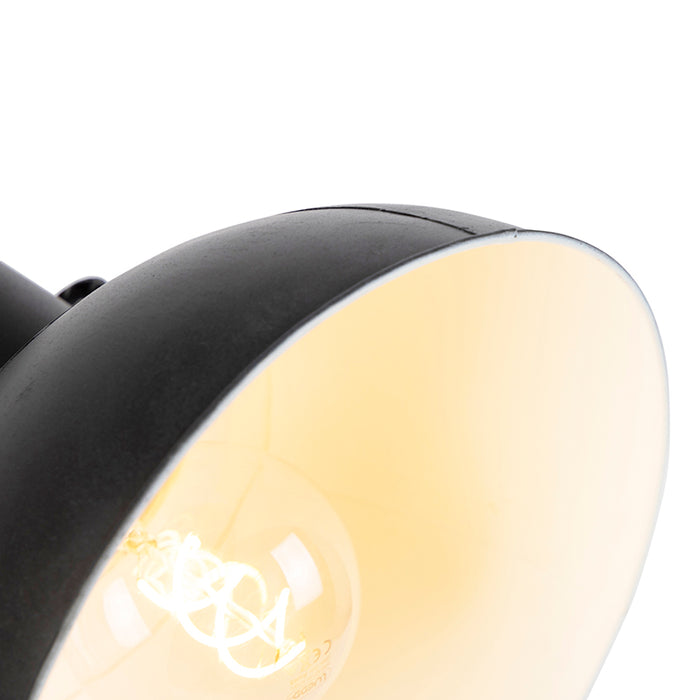 QAZQA Industriele vloerlamp donkergrijs met mango hout - Mangoes