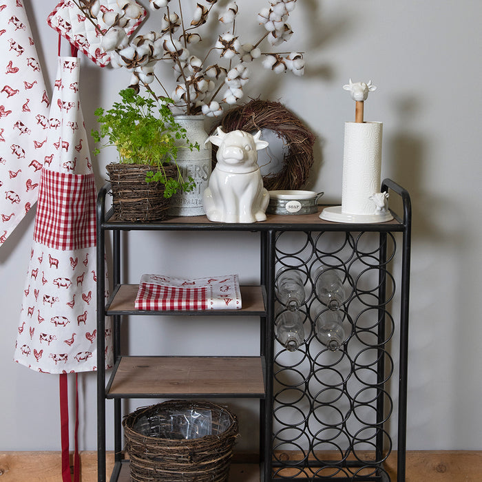 Clayre & Eef Pannenlap 20x20 cm Rood Katoen Vierkant Boerderij Dieren