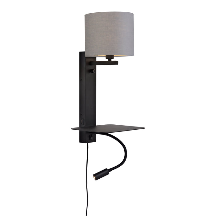 it's about RoMi Florence Wandlamp met Leeslamp - Zwart / Lichtgrijs