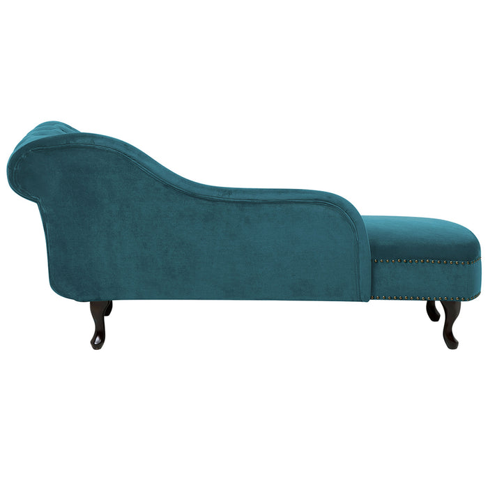 Beliani - NIMES - Chaise longue - Blauwgroen - Rechterzijde - Fluweel