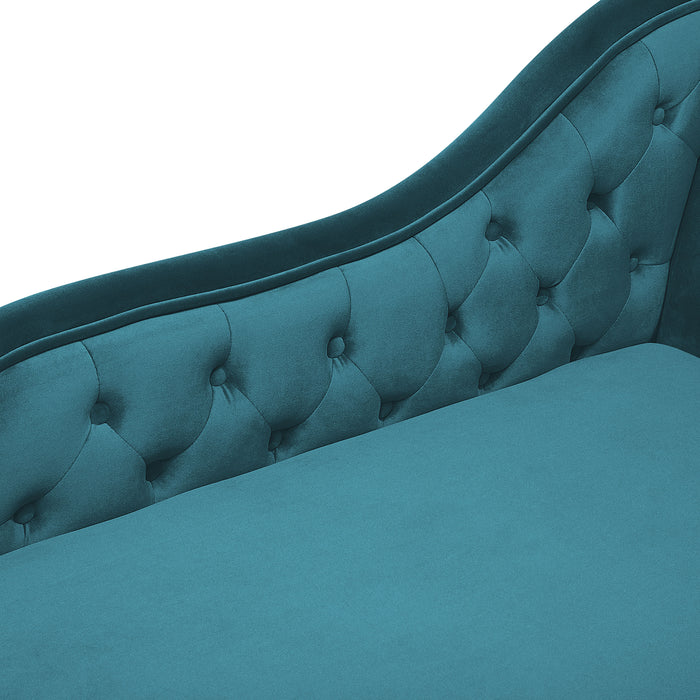 Beliani - NIMES - Chaise longue - Blauwgroen - Rechterzijde - Fluweel