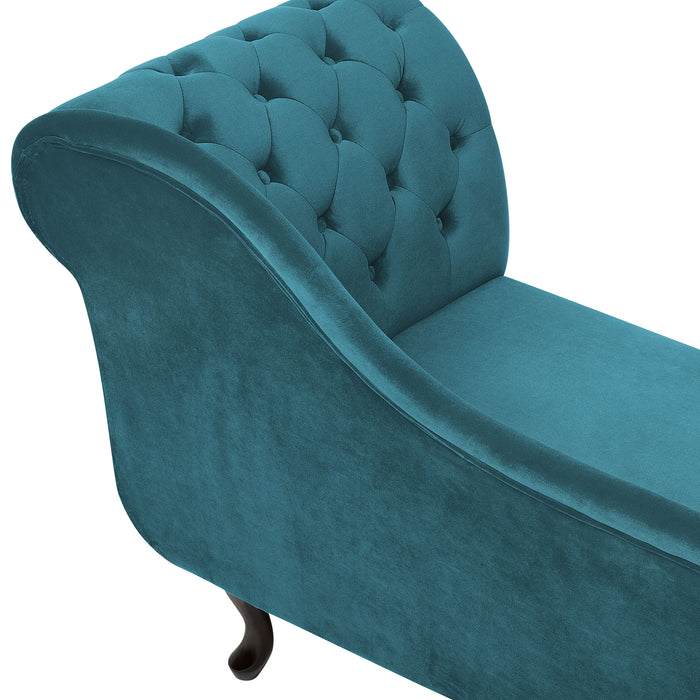 Beliani - NIMES - Chaise longue - Blauwgroen - Rechterzijde - Fluweel
