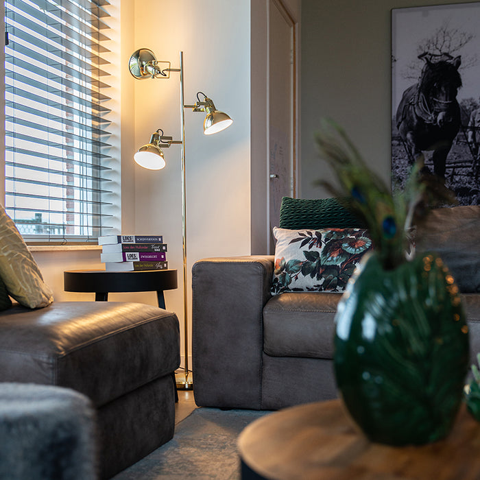 QAZQA Vloerlamp tommy - Messing - Design - L 50cm