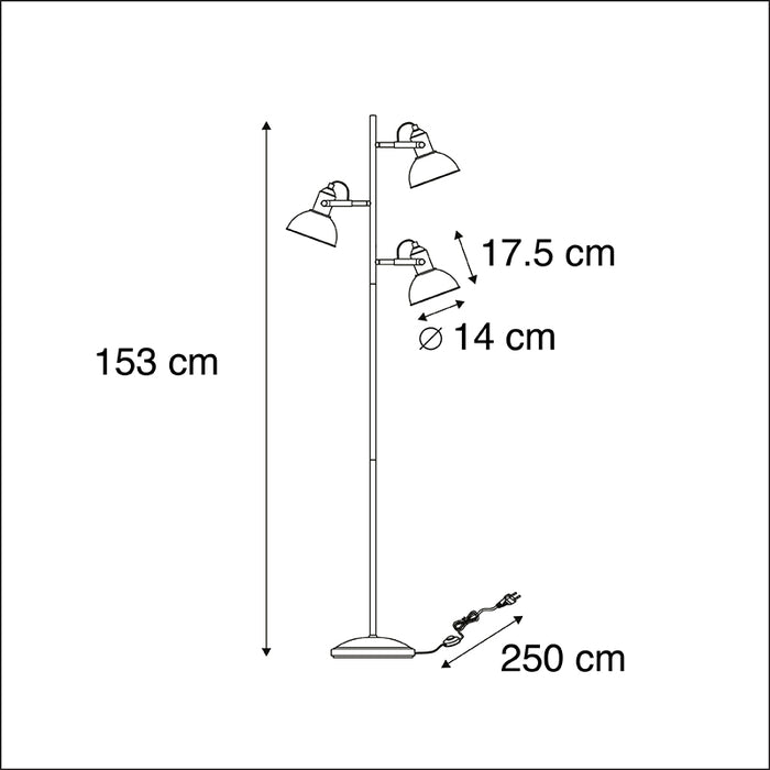 QAZQA Vloerlamp tommy - Messing - Design - L 50cm