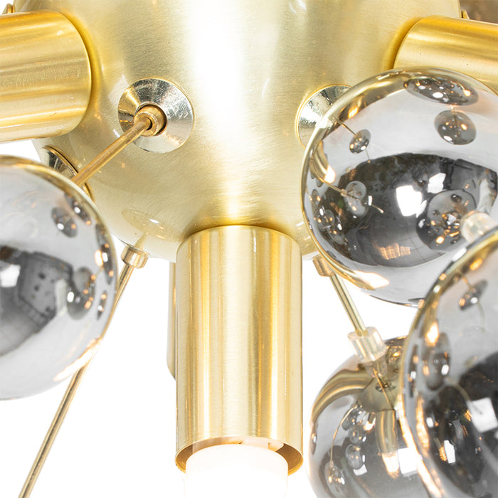 QAZQA Design plafondlamp messing met smoke glas 40 cm 4-lichts -