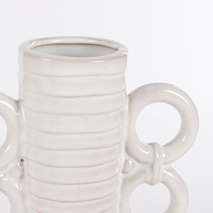 Mica Decorations Vaas - L16,5 x B13,5 x H25 cm - Wit