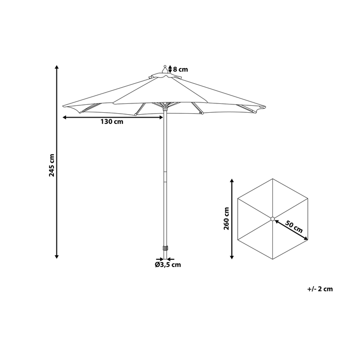 Beliani - FERENTILLO - Parasol - Wit - 260 cm - Polyester