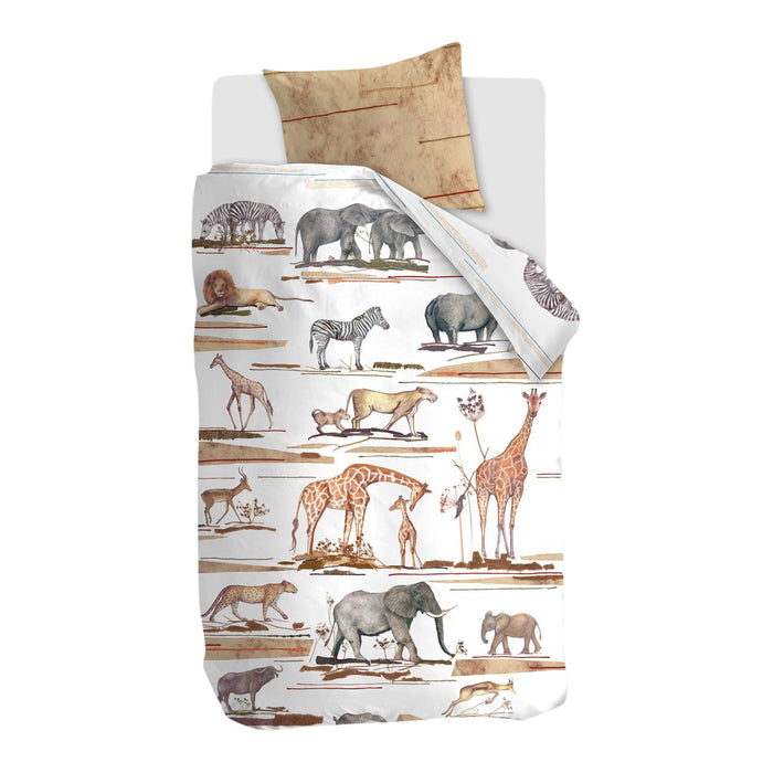 HANNEKEJAG Kids Big Five Dekbedovertrek 140 x 200/220 cm - Naturel