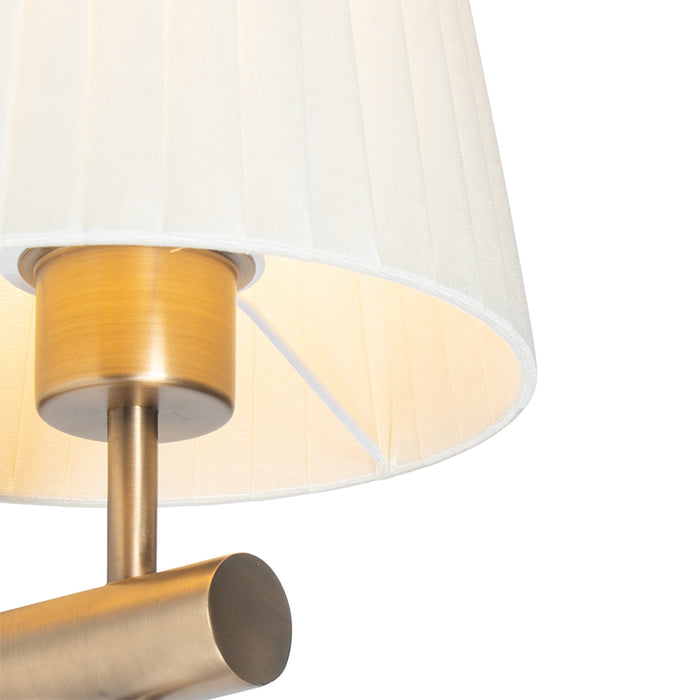 QAZQA Moderne wandlamp brons met witte kap - Pluk