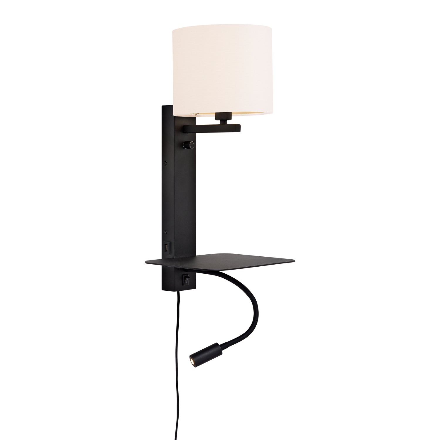 it's about RoMi Florence Wandlamp met Leeslamp - Zwart / Wit