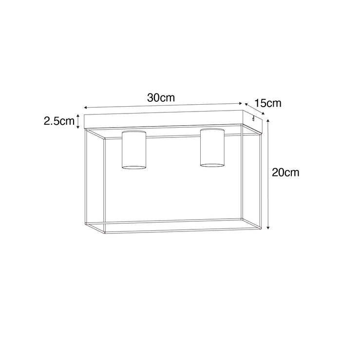 QAZQA Minimalistische plafondlamp zwart 2-lichts - Kodi