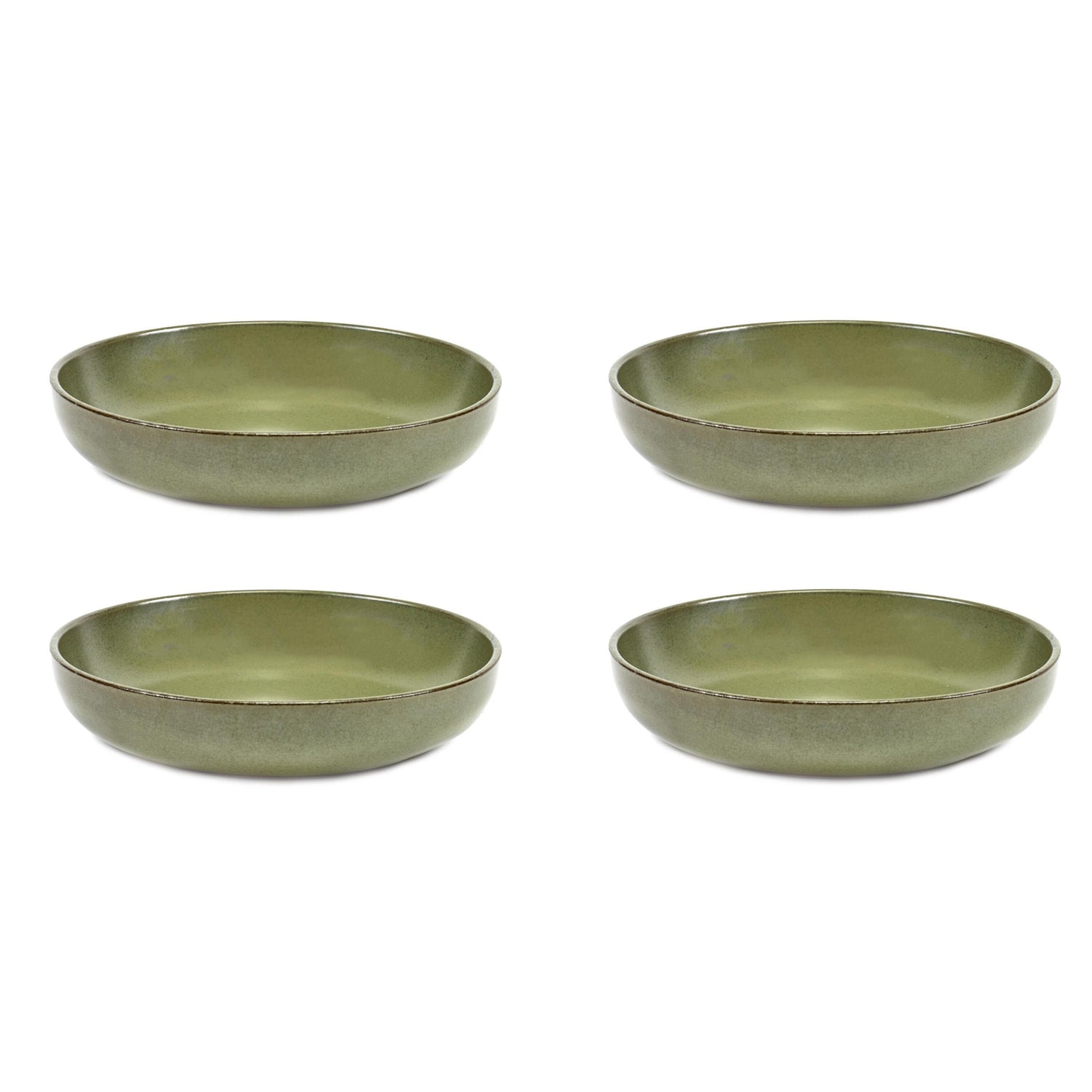 Serax Surface Diep Bord 4 st. - Ø 19 cm - Camogreen