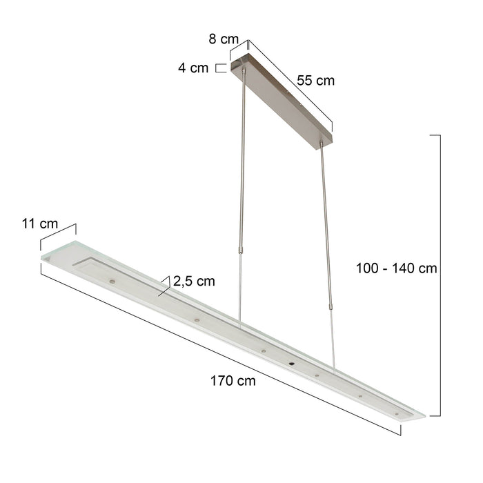 Steinhauer Plato Hanglamp Staal 170 cm breed