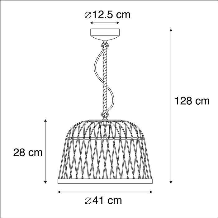QAZQA Smart landelijke hanglamp rotan incl. Wifi G125 lichtbron -