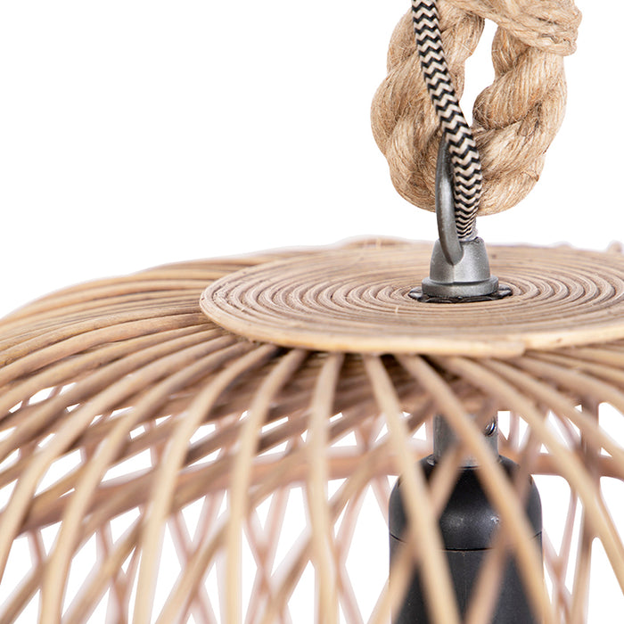 QAZQA Smart landelijke hanglamp rotan incl. Wifi G125 lichtbron -