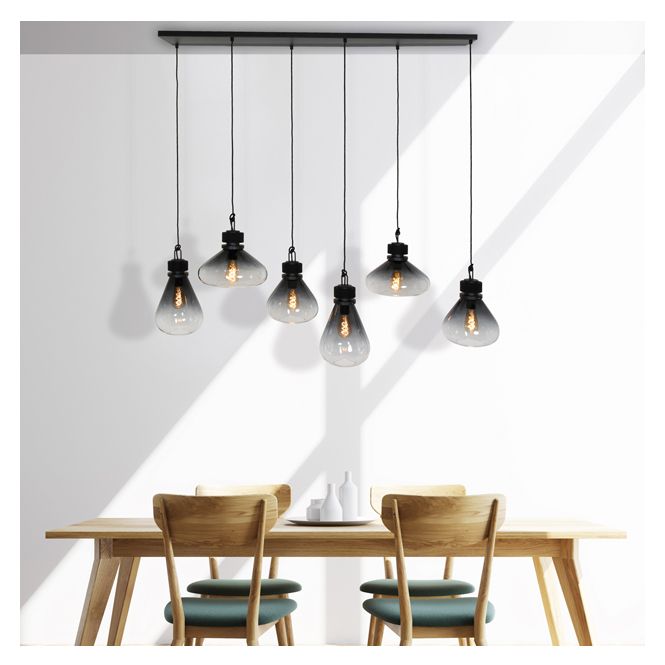 Steinhauer - Flere - hanglamp 6 lichts - smoke glas