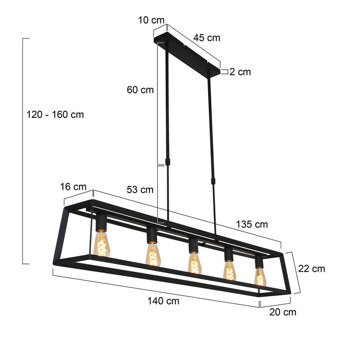 Mexlite hanglamp Hanglampen - zwart - metaal - 2675ZW