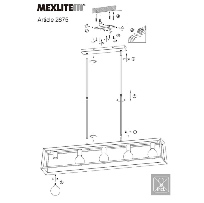 Mexlite hanglamp Hanglampen - zwart - metaal - 2675ZW