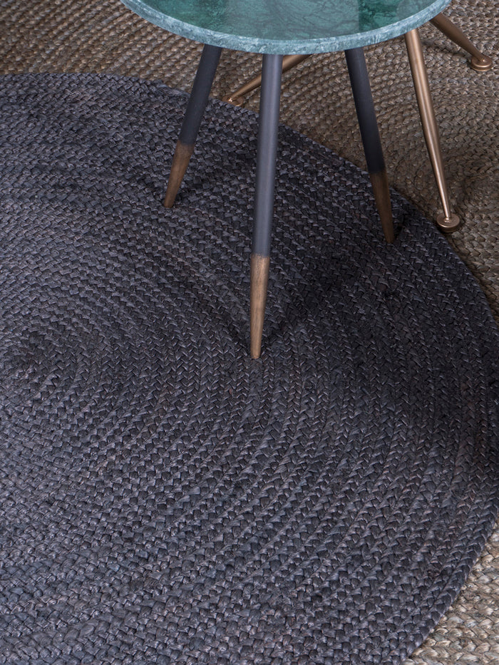 Home67 - Vloerkleed Jute Rond Antraciet ø200 cm