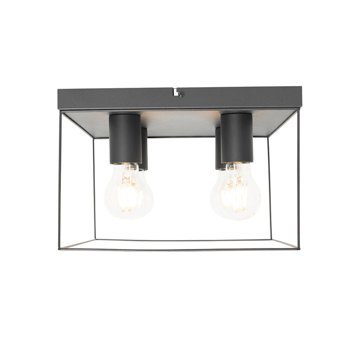 QAZQA Minimalistische plafondlamp zwart 4-lichts vierkant - Kodi