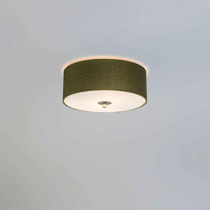 QAZQA Landelijke plafondlamp groen 30 cm - Drum Jute