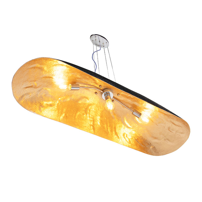 QAZQA Industriële hanglamp zwart met goud 115 cm - Magna