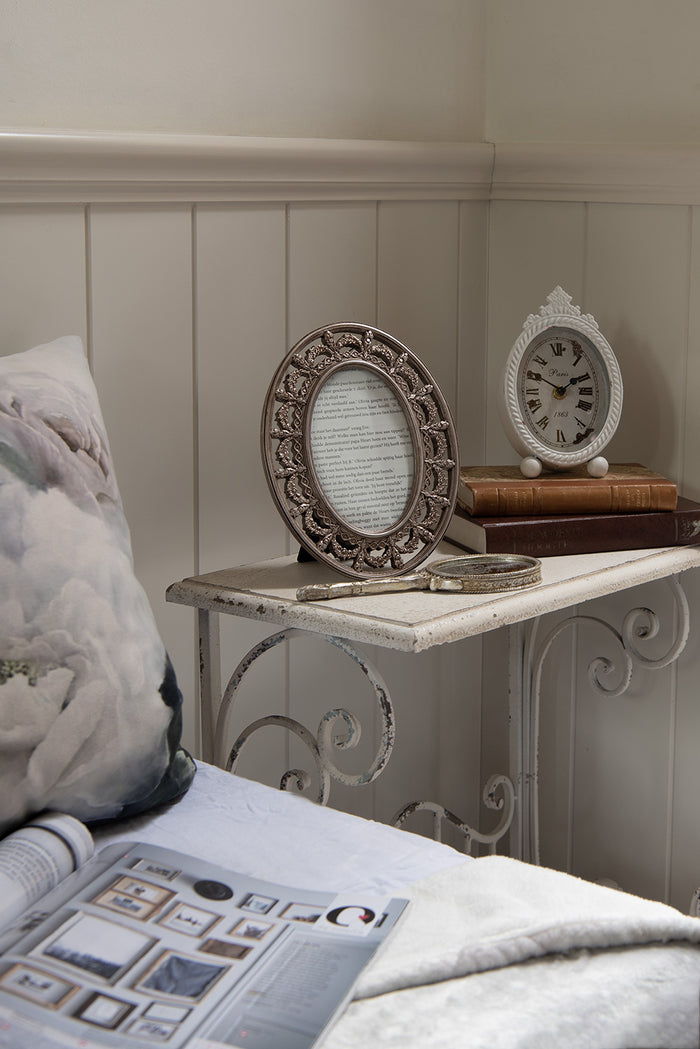 Clayre & Eef Tafelklok 11x18 cm Wit IJzer