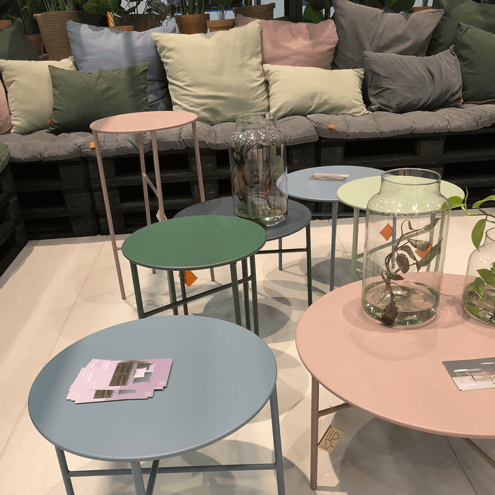 Lisomme Mila metalen tuin bijzettafel roze - Ø 70 cm