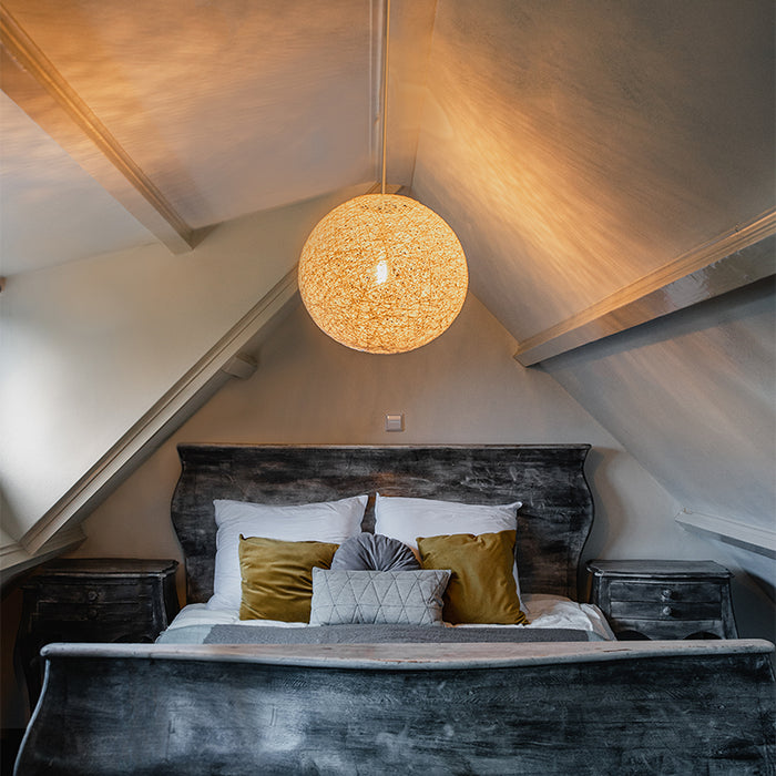 QAZQA Landelijke hanglamp wit bol 45cm - Corda