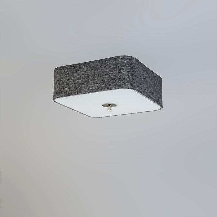QAZQA Plafondlamp drum jute - Grijs - Modern - L 300mm