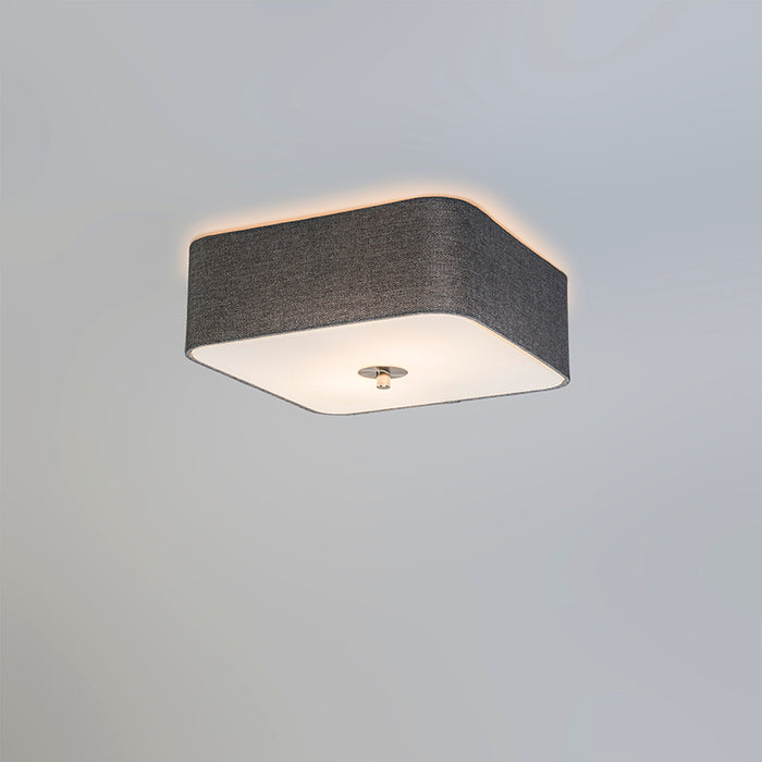 QAZQA Plafondlamp drum jute - Grijs - Modern - L 300mm