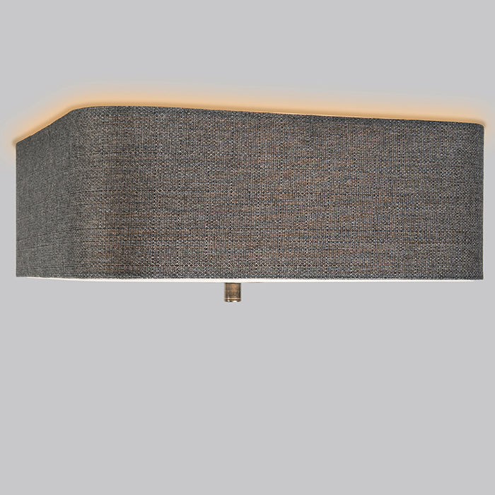 QAZQA Plafondlamp drum jute - Grijs - Modern - L 300mm