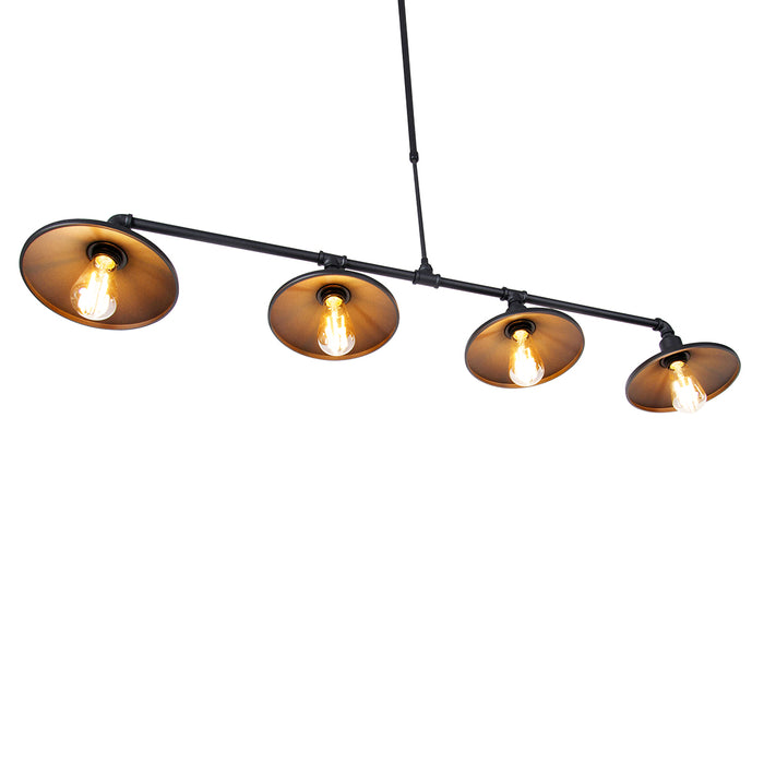 QAZQA Industriële hanglamp zwart 4-lichts - Laser