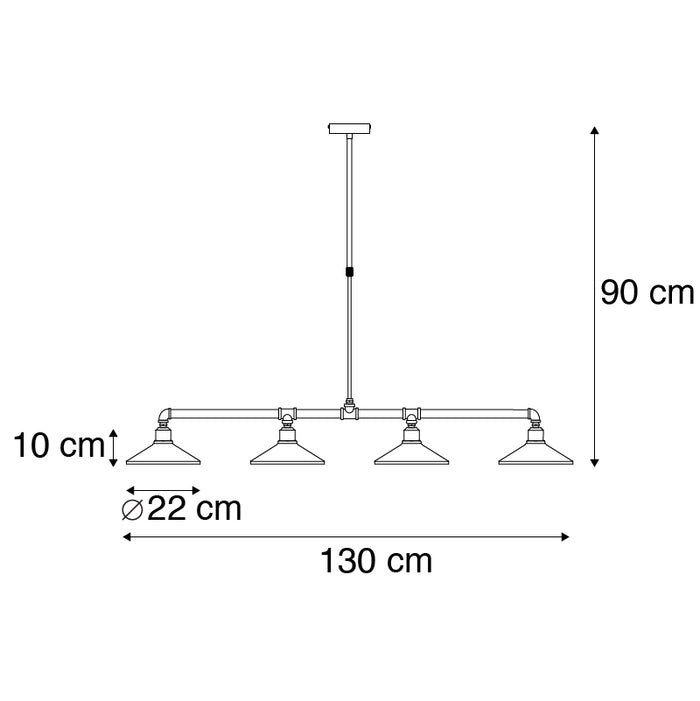 QAZQA Industriële hanglamp zwart 4-lichts - Laser